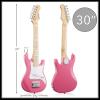 imageAshthorpe 30inch Beginner Electric Guitar Kit with Amplifier Pink Basic Starter Package wGig Bag Strings Strap PicksPink