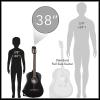 imageAshthorpe 38inch Beginner Acoustic Guitar Package Black Basic Starter Kit wGig Bag Strings Strap Tuner Pitch Pipe PicksBlack