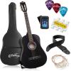 imageAshthorpe 38inch Beginner Acoustic Guitar Package Black Basic Starter Kit wGig Bag Strings Strap Tuner Pitch Pipe PicksBlack