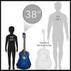imageAshthorpe 38inch Beginner Acoustic Guitar Package Black Basic Starter Kit wGig Bag Strings Strap Tuner Pitch Pipe PicksBlue