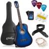 imageAshthorpe 38inch Beginner Acoustic Guitar Package Black Basic Starter Kit wGig Bag Strings Strap Tuner Pitch Pipe PicksBlue