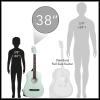 imageAshthorpe 38inch Beginner Acoustic Guitar Package Black Basic Starter Kit wGig Bag Strings Strap Tuner Pitch Pipe PicksMint Green