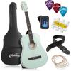 imageAshthorpe 38inch Beginner Acoustic Guitar Package Black Basic Starter Kit wGig Bag Strings Strap Tuner Pitch Pipe PicksMint Green