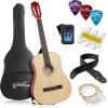 imageAshthorpe 38inch Beginner Acoustic Guitar Package Black Basic Starter Kit wGig Bag Strings Strap Tuner Pitch Pipe PicksNatural