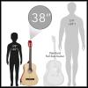 imageAshthorpe 38inch Beginner Acoustic Guitar Package Black Basic Starter Kit wGig Bag Strings Strap Tuner Pitch Pipe PicksNatural