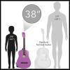 imageAshthorpe 38inch Beginner Acoustic Guitar Package Black Basic Starter Kit wGig Bag Strings Strap Tuner Pitch Pipe PicksPurple