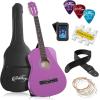 imageAshthorpe 38inch Beginner Acoustic Guitar Package Black Basic Starter Kit wGig Bag Strings Strap Tuner Pitch Pipe PicksPurple