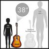 imageAshthorpe 38inch Beginner Acoustic Guitar Package Black Basic Starter Kit wGig Bag Strings Strap Tuner Pitch Pipe PicksSunburst