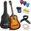imageAshthorpe 38inch Beginner Acoustic Guitar Package Black Basic Starter Kit wGig Bag Strings Strap Tuner Pitch Pipe PicksSunburst
