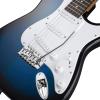imageAshthorpe 39Inch Electric Guitar Light BlueSilver FullSize Guitar Kit with Padded Gig Bag Tremolo Bar Strap Strings Cable Cloth PicksBlueWhite