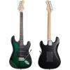 imageAshthorpe 39Inch Electric Guitar Light BlueSilver FullSize Guitar Kit with Padded Gig Bag Tremolo Bar Strap Strings Cable Cloth PicksGreenBlack