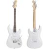 imageAshthorpe 39Inch Electric Guitar Light BlueSilver FullSize Guitar Kit with Padded Gig Bag Tremolo Bar Strap Strings Cable Cloth PicksWhiteWhite