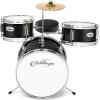 imageAshthorpe 3Piece Complete Drum Set  Beginner Kit with 14quot Bass Adjustable Throne Cymbal Pedal ampamp Drumsticks  BlackBlack