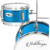 imageAshthorpe 3Piece Complete Drum Set  Beginner Kit with 14quot Bass Adjustable Throne Cymbal Pedal ampamp Drumsticks  BlackBlue