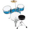 imageAshthorpe 3Piece Complete Drum Set  Beginner Kit with 14quot Bass Adjustable Throne Cymbal Pedal ampamp Drumsticks  BlackBlue