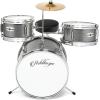 imageAshthorpe 3Piece Complete Drum Set  Beginner Kit with 14quot Bass Adjustable Throne Cymbal Pedal ampamp Drumsticks  BlackSilver