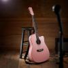 imageAshthorpe 41inch Beginner Cutaway Acoustic Guitar Package Black Full Size Basic Starter Kit wGig Bag Strings Strap Tuner PicksPink