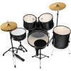 imageAshthorpe 5Piece Complete Full Size Adult Drum Set with Remo Batter Heads  BlackBlack