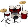 imageAshthorpe 5Piece Complete Full Size Adult Drum Set with Remo Batter Heads  BlackRed