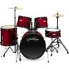 imageAshthorpe 5Piece Complete Full Size Adult Drum Set with Remo Batter Heads  BlackRed