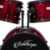 imageAshthorpe 5Piece Complete Full Size Adult Drum Set with Remo Batter Heads  BlackRed