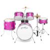 imageAshthorpe 5Piece Complete Junior Drum Set with Genuine Brass Cymbals  Advanced Beginner Kit with 16quot Bass Adjustable Throne Cymbals HiHats Pedals ampamp Drumsticks  BlackPink