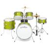 imageAshthorpe 5Piece Complete Junior Drum Set with Genuine Brass Cymbals  Advanced Beginner Kit with 16quot Bass Adjustable Throne Cymbals HiHats Pedals ampamp Drumsticks  BlackGreen