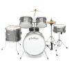imageAshthorpe 5Piece Complete Junior Drum Set with Genuine Brass Cymbals  Advanced Beginner Kit with 16quot Bass Adjustable Throne Cymbals HiHats Pedals ampamp Drumsticks  BlackSilver