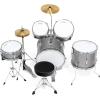 imageAshthorpe 5Piece Complete Junior Drum Set with Genuine Brass Cymbals  Advanced Beginner Kit with 16quot Bass Adjustable Throne Cymbals HiHats Pedals ampamp Drumsticks  BlackSilver