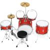 imageAshthorpe 5Piece Complete Junior Drum Set with Genuine Brass Cymbals  Advanced Beginner Kit with 16quot Bass Adjustable Throne Cymbals HiHats Pedals ampamp Drumsticks  BlackRed