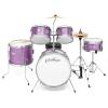 imageAshthorpe 5Piece Complete Junior Drum Set with Genuine Brass Cymbals  Advanced Beginner Kit with 16quot Bass Adjustable Throne Cymbals HiHats Pedals ampamp Drumsticks  BlackPurple