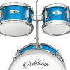 imageAshthorpe 5Piece Complete Junior Drum Set with Genuine Brass Cymbals  Advanced Beginner Kit with 16quot Bass Adjustable Throne Cymbals HiHats Pedals ampamp Drumsticks  BlackBlue