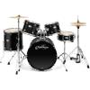 imageAshthorpe 5Piece Full Size Adult Drum Set with Remo Heads ampamp Premium Brass Cymbals  Complete Professional Percussion Kit with Chrome Hardware  SilverBlack