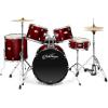 imageAshthorpe 5Piece Full Size Adult Drum Set with Remo Heads ampamp Premium Brass Cymbals  Complete Professional Percussion Kit with Chrome Hardware  SilverRed