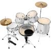 imageAshthorpe 5Piece Full Size Adult Drum Set with Remo Heads ampamp Premium Brass Cymbals  Complete Professional Percussion Kit with Chrome Hardware  SilverSilver