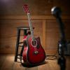 imageAshthorpe FullSize Dreadnought Cutaway AcousticElectric Guitar Bundle  Premium Tonewoods  BlueRed