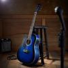 imageAshthorpe FullSize LeftHanded Dreadnought Cutaway AcousticElectric Guitar Bundle  Premium Tonewoods  BlackBlue