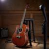 imageAshthorpe FullSize LeftHanded Dreadnought Cutaway AcousticElectric Guitar Bundle  Premium Tonewoods  BlackBrown