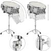 imageAshthorpe Snare Drum Set with Remo Head Black  Student Beginner Kit with Stand Padded Gig Bag Practice Pad Neck Strap and SticksSilver