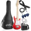 imageAshthorpe 30inch Beginner Electric Guitar Kit with Amplifier Pink Basic Starter Package wGig Bag Strings Strap PicksRed