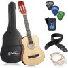 imageAshthorpe 38inch Beginner Acoustic Guitar Package Black Basic Starter Kit wGig Bag Strings Strap Tuner Pitch Pipe PicksNatural
