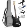 imageAshthorpe 39Inch Electric Guitar Light BlueSilver FullSize Guitar Kit with Padded Gig Bag Tremolo Bar Strap Strings Cable Cloth PicksBlackBlack
