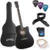 imageAshthorpe 41inch Beginner Cutaway Acoustic Guitar Package Black Full Size Basic Starter Kit wGig Bag Strings Strap Tuner PicksBlack
