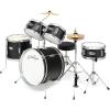 imageAshthorpe 5Piece Complete Junior Drum Set with Genuine Brass Cymbals  Advanced Beginner Kit with 16quot Bass Adjustable Throne Cymbals HiHats Pedals ampamp Drumsticks  BlackBlack