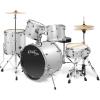 imageAshthorpe 5Piece Full Size Adult Drum Set with Remo Heads ampamp Premium Brass Cymbals  Complete Professional Percussion Kit with Chrome Hardware  SilverSilver