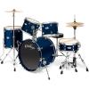imageAshthorpe 5Piece Full Size Adult Drum Set with Remo Heads ampamp Premium Brass Cymbals  Complete Professional Percussion Kit with Chrome Hardware  SilverBlue