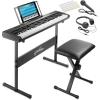 imageAshthorpe 61Key Digital Electronic Keyboard Piano for Beginners Includes Stand Bench Headphones Mic and Keynote Stickers