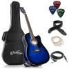 imageAshthorpe FullSize Cutaway Thinline AcousticElectric Guitar Package  Premium Tonewoods  BlackBlue
