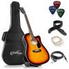imageAshthorpe FullSize Cutaway Thinline AcousticElectric Guitar Package  Premium Tonewoods  BlackSunburst