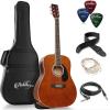 imageAshthorpe FullSize Dreadnought AcousticElectric Guitar Bundle  Premium Tonewoods  BlackBrown